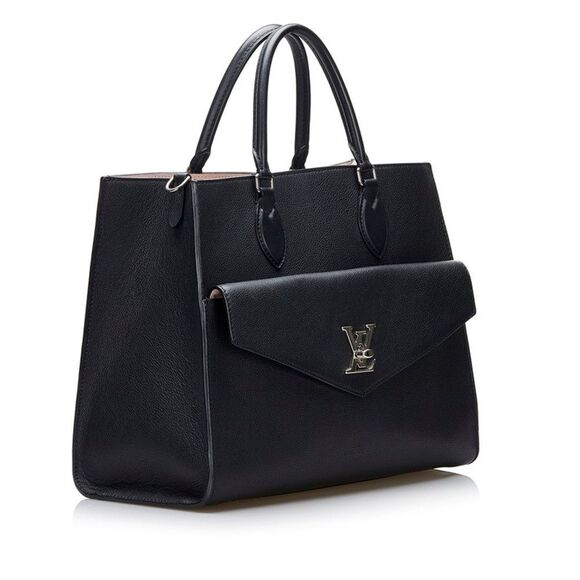 Louis Vuitton LockMe Tote MM Shoulder Bag Noir Black Leather - Picture 3 of 9